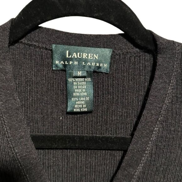 LRL- 100% Merino Wool Charcoal Grey Ribbed Button Front Maxi Dress, Size Medium - Picture 3 of 9